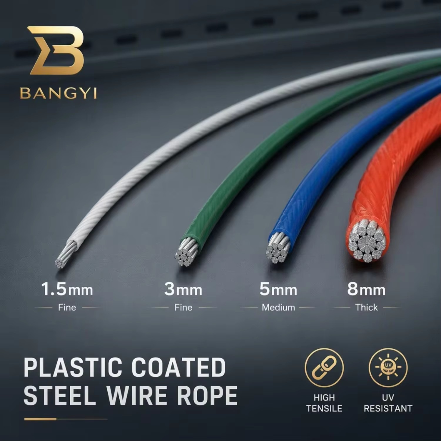 High Quality Gym Cable 2mm 3mm 4mm 5mm 6mm PU Coated Steel Wire Rope for Fitness Equipment Nylon Coated Gym Equipment Wire Rope