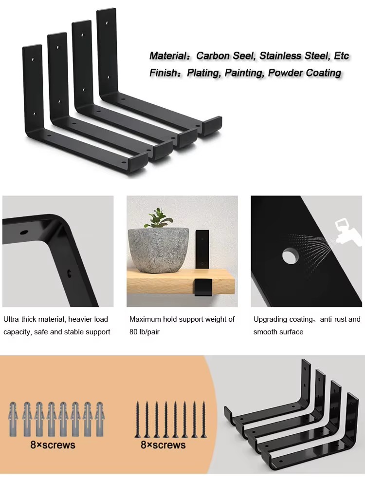 Custom Manufacture Heavy Duty Metal Floating Wall Shelves Support Shelf Bracket