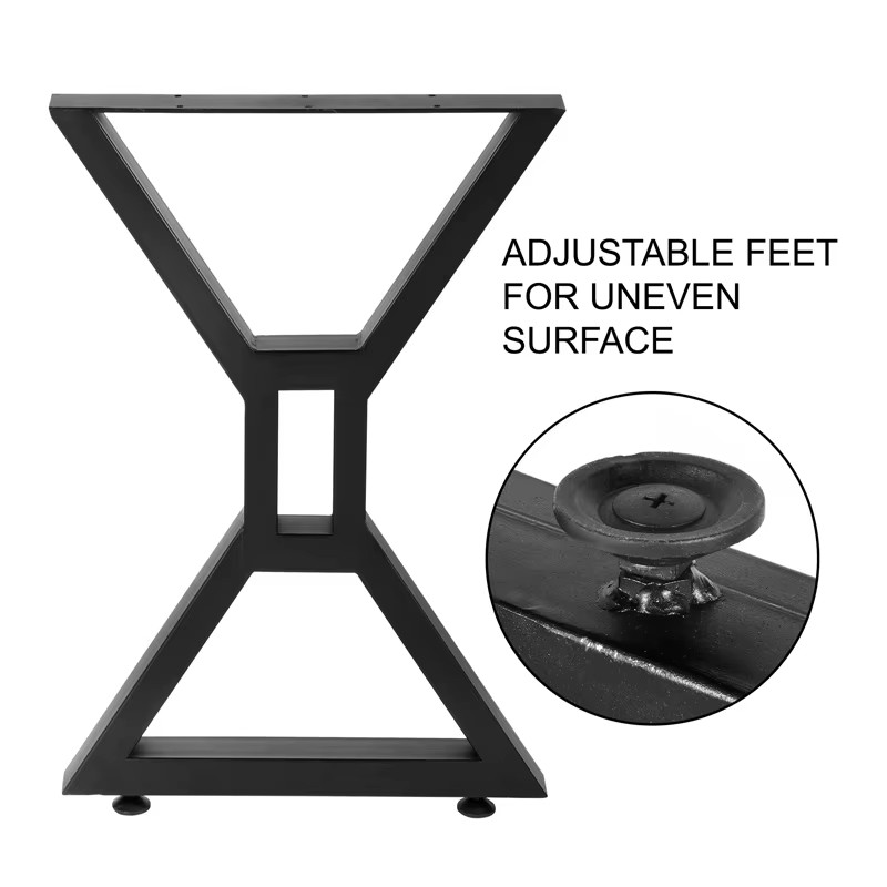 Industrial Table Legs Bench Metal Iron Office Desk Black Powder Coated and Raw Steel