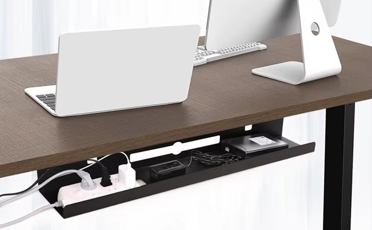 Stand up Desk Store Under Desk Cable Management Tray Black Horizontal Computer Cord Raceway and Modesty Panel