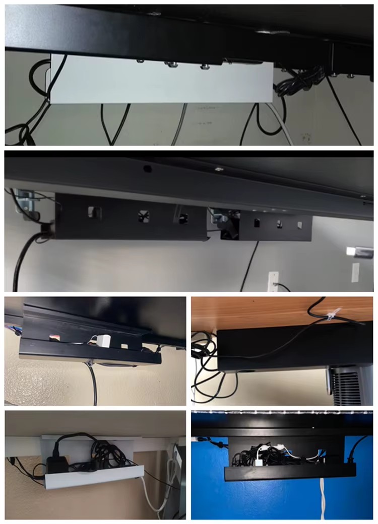 Stand up Desk Store Under Desk Cable Management Tray Black Horizontal Computer Cord Raceway and Modesty Panel