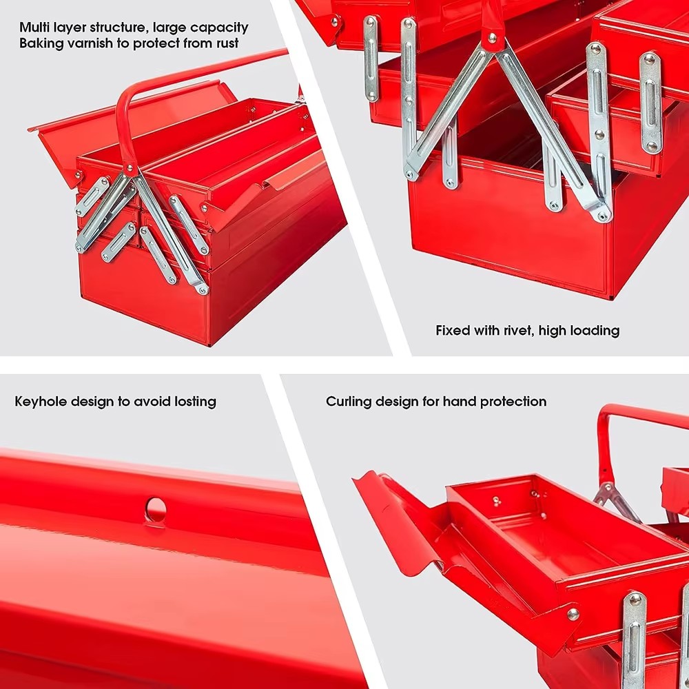 High Quality Complete Stackable Red Blue Stainless Steel Carbon Steel Aluminum Metal Cantilever Tool Box