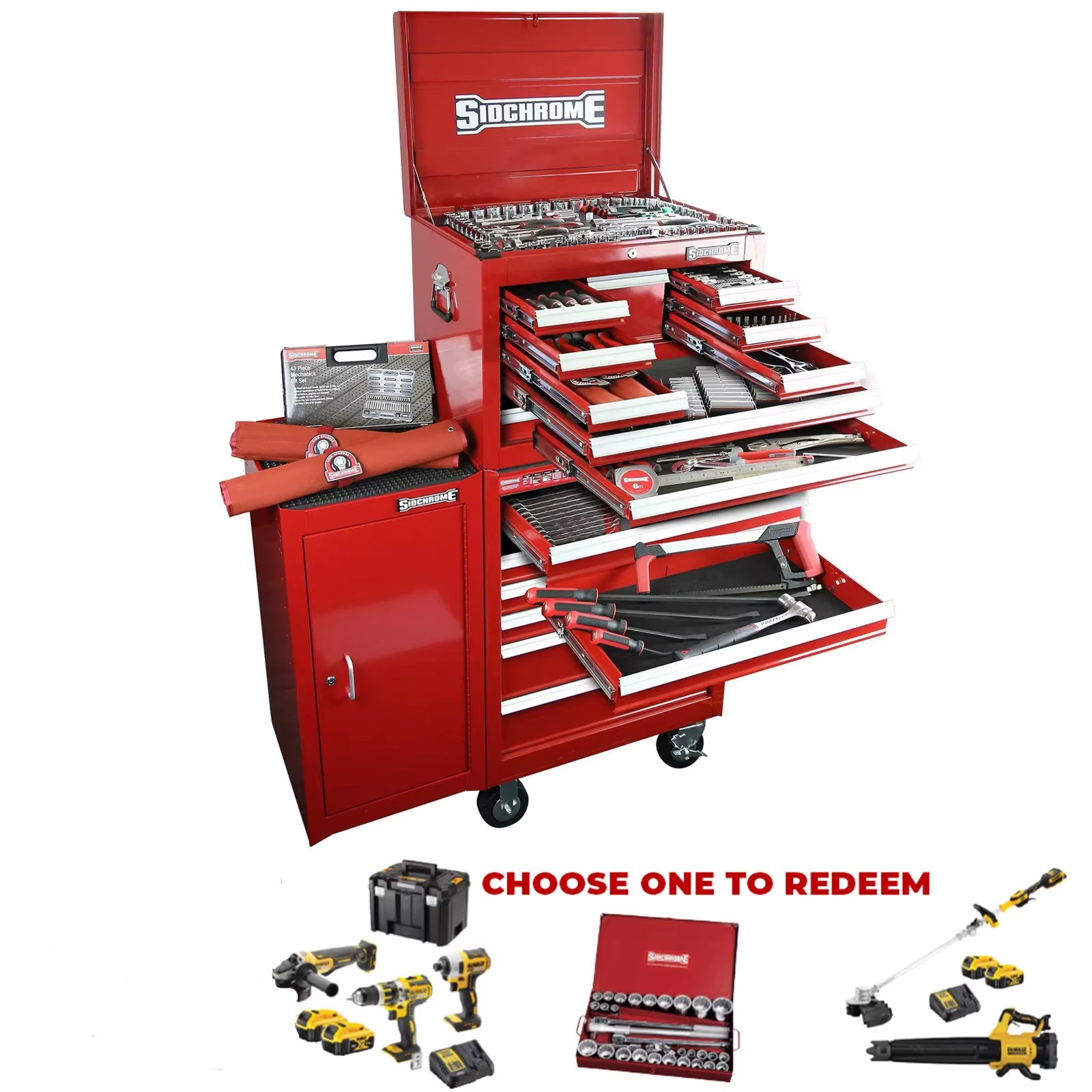 Custom Large Red Heavy Duty 7 Metal Work Drawers Suitcase Rolling Tool Box