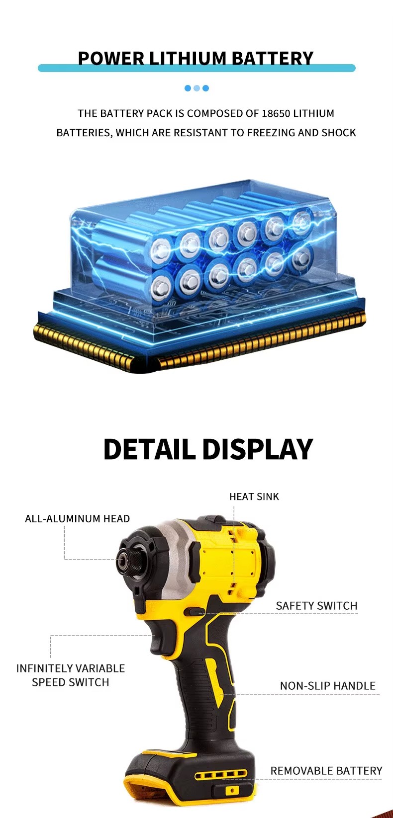 Industrial Brushless Impact Electric Screwdriver D850 21V Lithium-ion Battery 200Nm Max Torque 3250RPM Portable Charging Tool