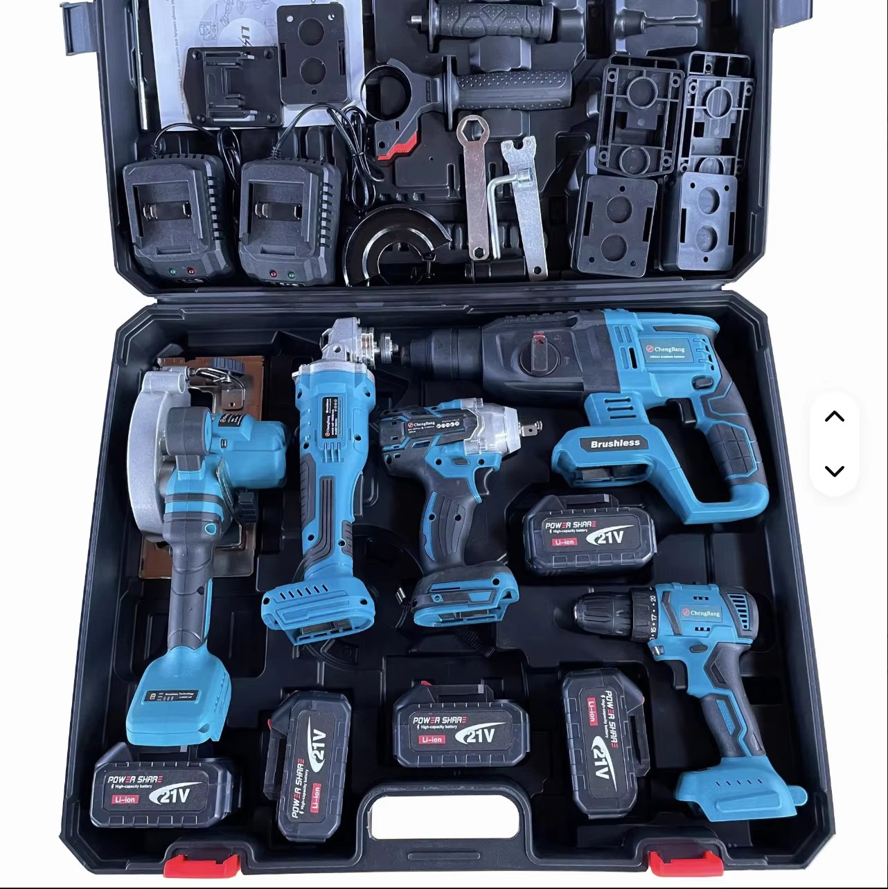 5-in-1 Brushless Power Tool Set OEM Lithium Battery Cordless Multi-Function Combination Tool with Power Supply