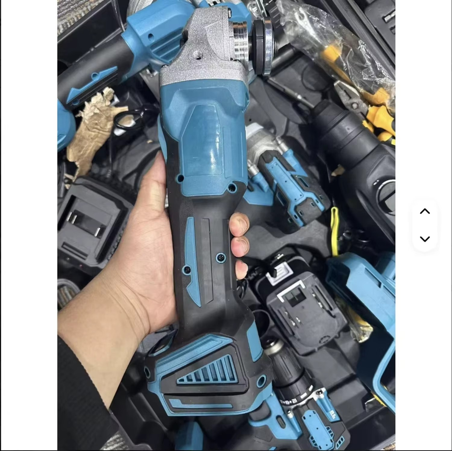 10pcs Battery Power Tool Kits Electric Hammer Drill Brushless Angle Grinder Cordless Wrench Portable Saw Combination Tool Set