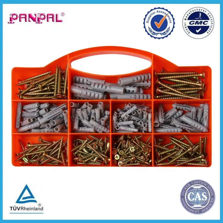 BSCI Approved Factory Assorted 206 PCS Plastic Drywall Wall Anchors Kit With Chipboard Screws