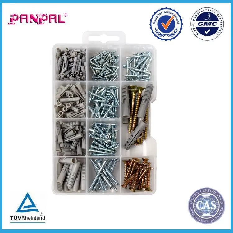BSCI Approved Factory Assorted 206 PCS Plastic Drywall Wall Anchors Kit With Chipboard Screws