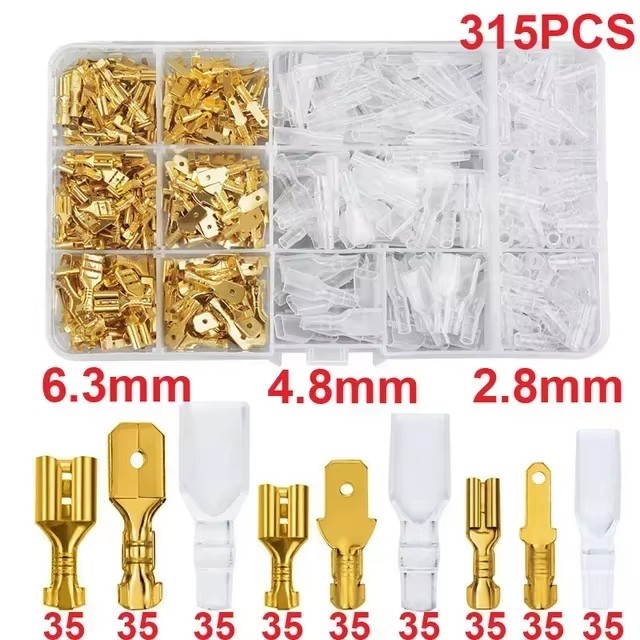 Male Female Wire Box Insulated Cable Macho Connector 2.8/6.3mm Electrical Crimp Terminals Termin Spade Connectors Assorted Kit
