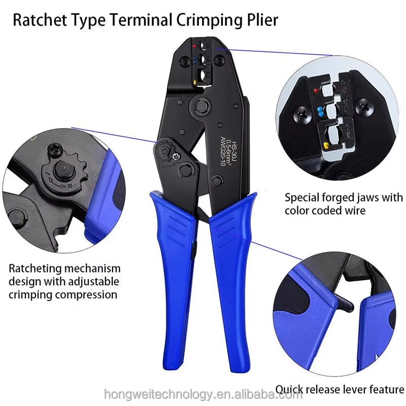 30J 700Pieces HS-30J Multi-function Ratchet Type Terminal Crimping Plier Set