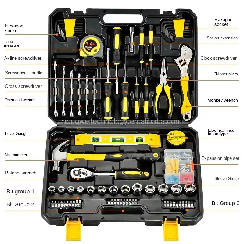 108pcs Tool Set Hand for Car Repair Ratchet Spanner Wrench Socket Set Car Tire Repair Mechanical Tool Kits
