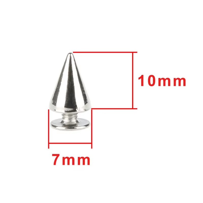 Alloy 7x10mm Coned Spikes 100pcs/Lot Punk Rock Leathercraft Studs Rivet Bullet Spikes 7x10mm Coned Spikes Plating Techniques for