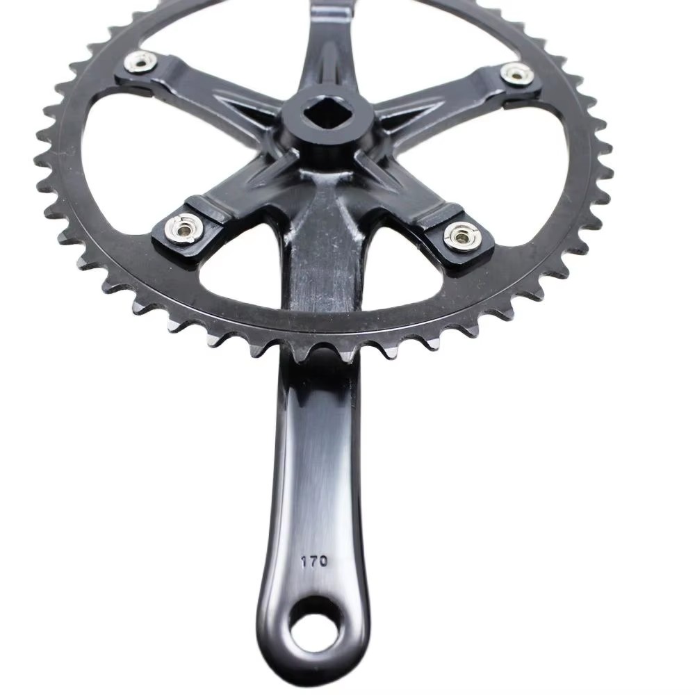 Single Speed 49T 144BCD CNC Integrated Crankset, Aluminum Alloy Crank Arm Chainring Assembly