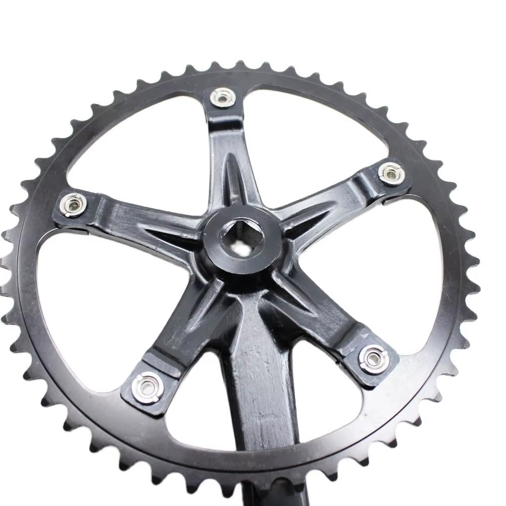 Single Speed 49T 144BCD CNC Integrated Crankset, Aluminum Alloy Crank Arm Chainring Assembly