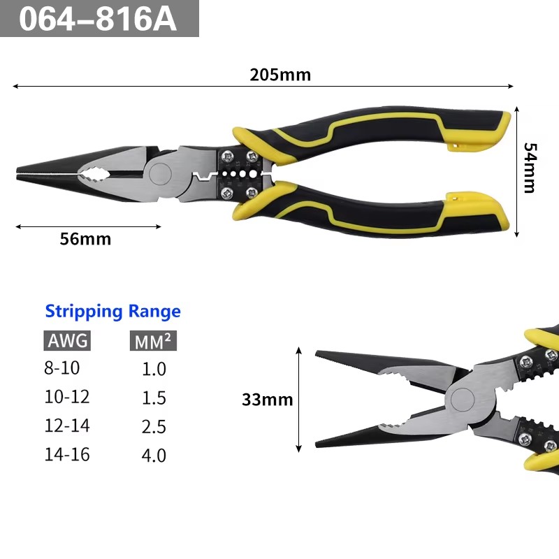Industrial Grade Wire Cutters CR-V Labor-Saving Diagonal Pliers Multifunctional Eectrician Stripper Crimper Cutting Hand Tool
