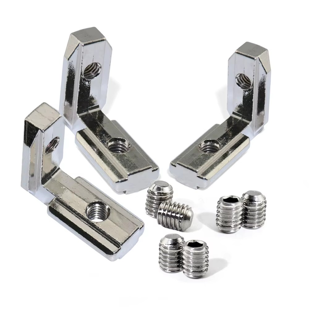 20s L Shape Silver Inner Corner Connector Joint Bracket with Screws for 2020 Aluminum Profile with Slot 6mm