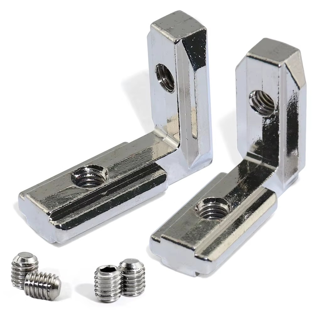 20s L Shape Silver Inner Corner Connector Joint Bracket with Screws for 2020 Aluminum Profile with Slot 6mm
