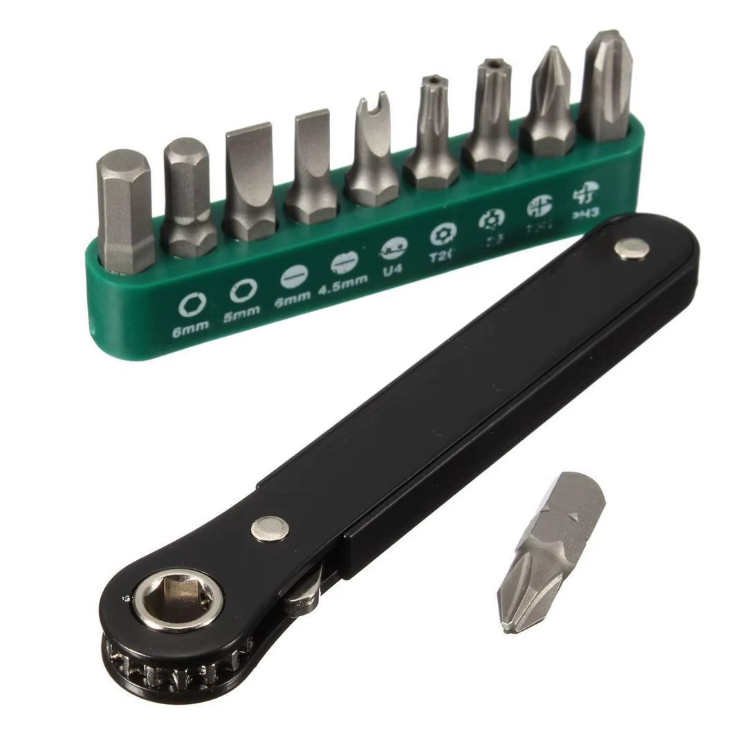 10 in 1 Socket Screwdriver Set L-shaped Angle Head Twin Wrench Driver Set Flat Phillips Torx Screwdriver Hand Repair Tools Set