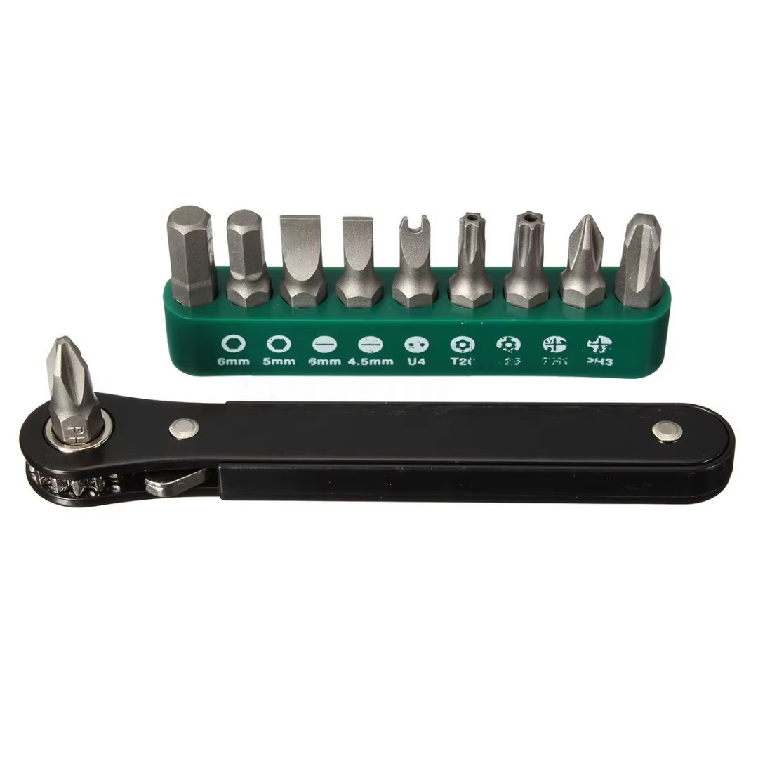10 in 1 Socket Screwdriver Set L-shaped Angle Head Twin Wrench Driver Set Flat Phillips Torx Screwdriver Hand Repair Tools Set