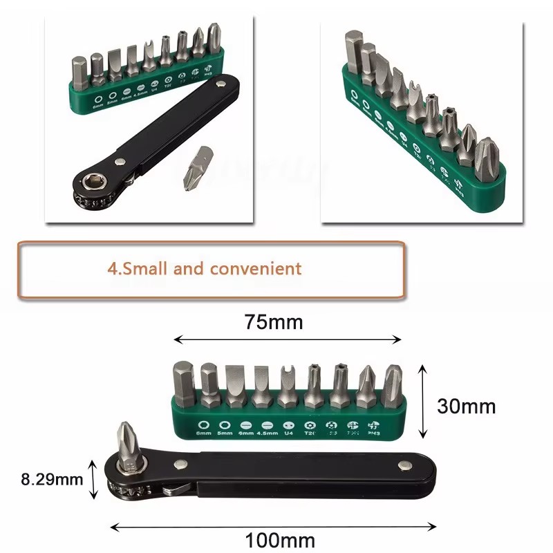 10 in 1 Socket Screwdriver Set L-shaped Angle Head Twin Wrench Driver Set Flat Phillips Torx Screwdriver Hand Repair Tools Set