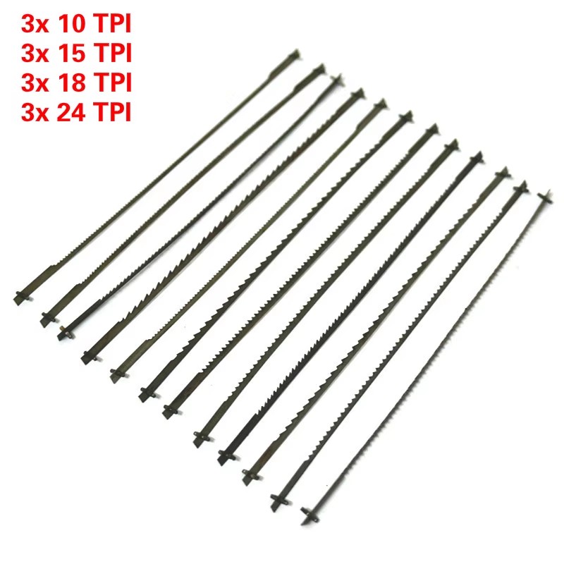 12x Black 127mm Nitride-finished Scroll Saw Blades for Woodworking Power Tools Accessories