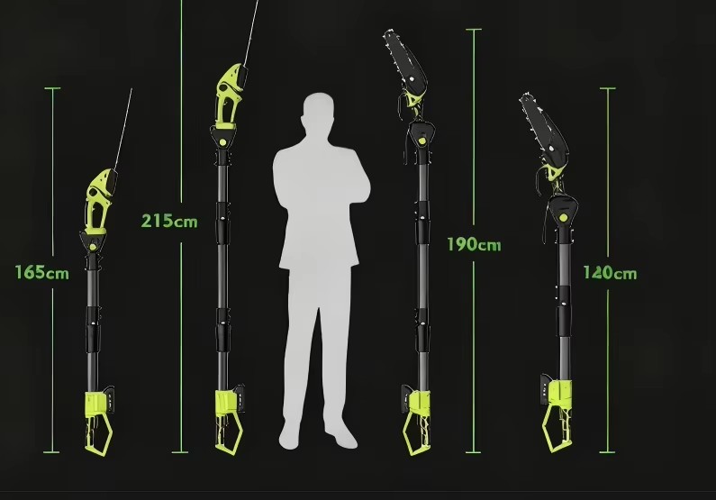 Electric High-Branch Saw Pruner Folding Pole Aerial Arboriculture Tool Set Telescopic Lithium-Ion Hedge Trimmer 30cm Blade