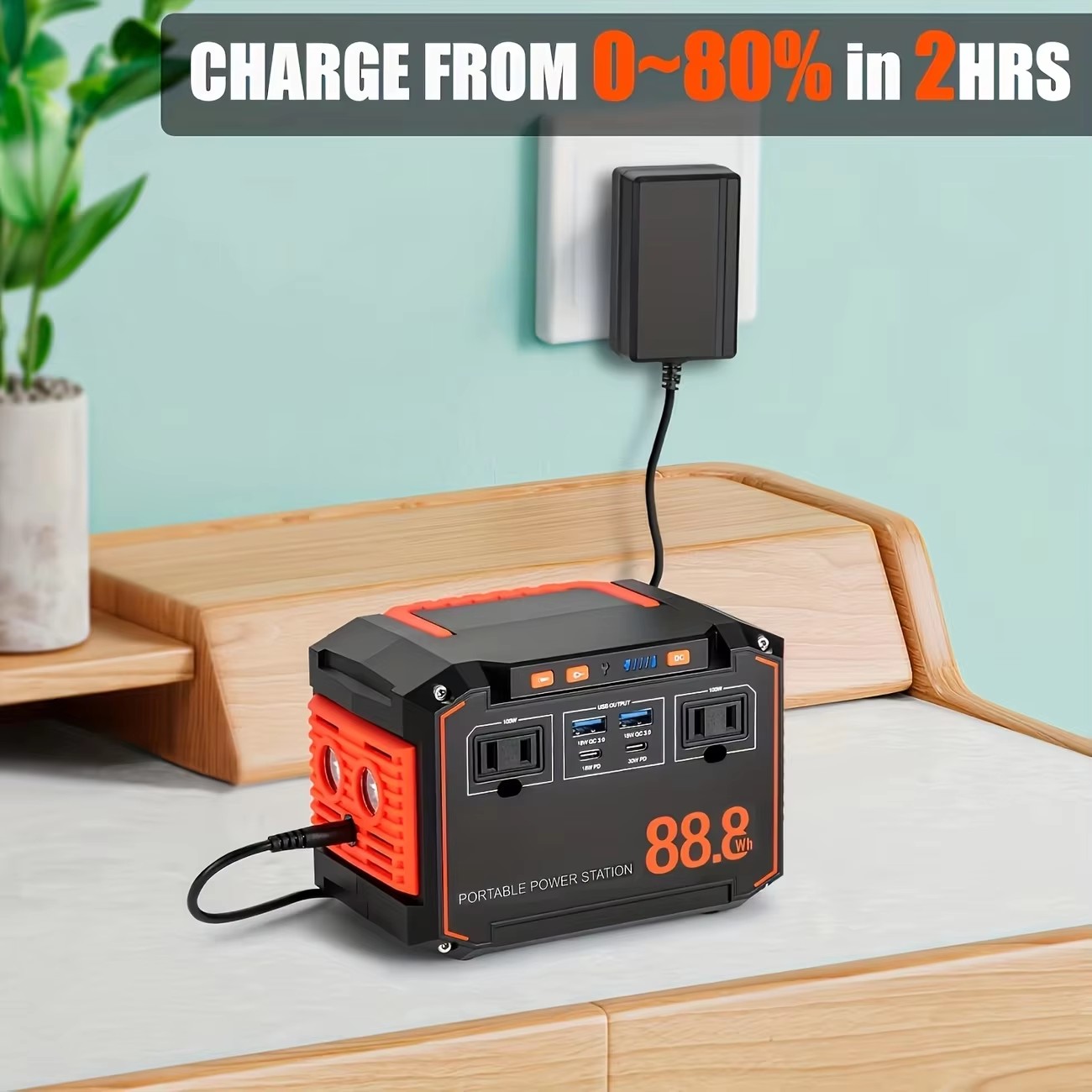 200W Portable Outdoor Lithium Ion Energy Storage Power Station MPPT Pure Sine Wave Inverter Solar PV Compatibility 115Wh