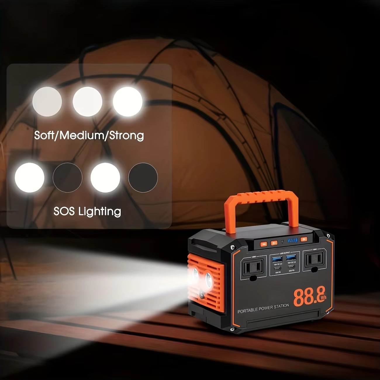 200W Portable Outdoor Lithium Ion Energy Storage Power Station MPPT Pure Sine Wave Inverter Solar PV Compatibility 115Wh