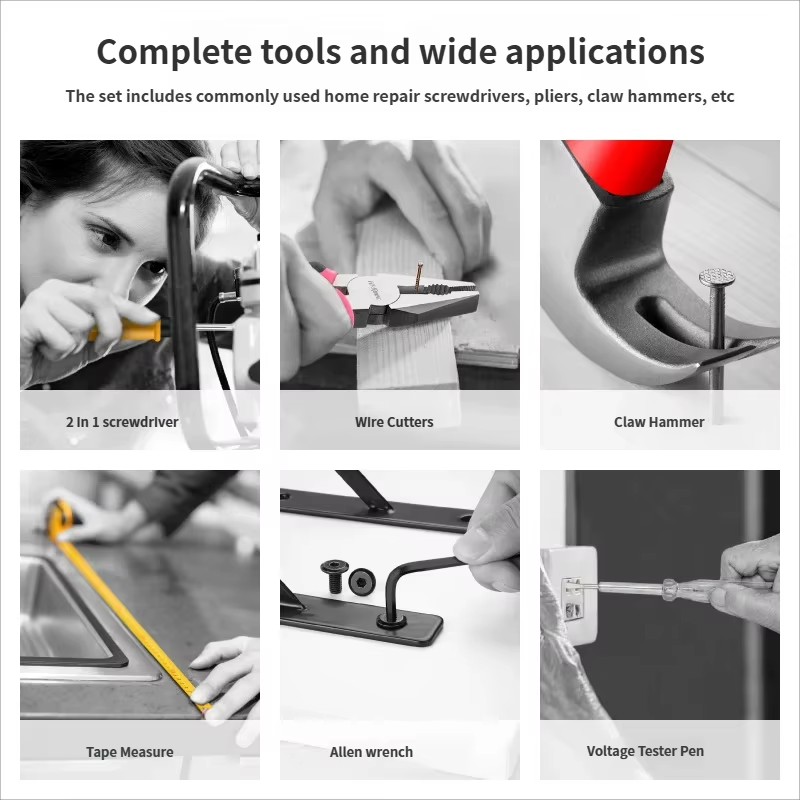 20 Pcs Home Tool Set Household Tool Kit with Hammer Wrench Screwdrivers More Small Mini Carrying Box for Men Women DIY (Yellow)