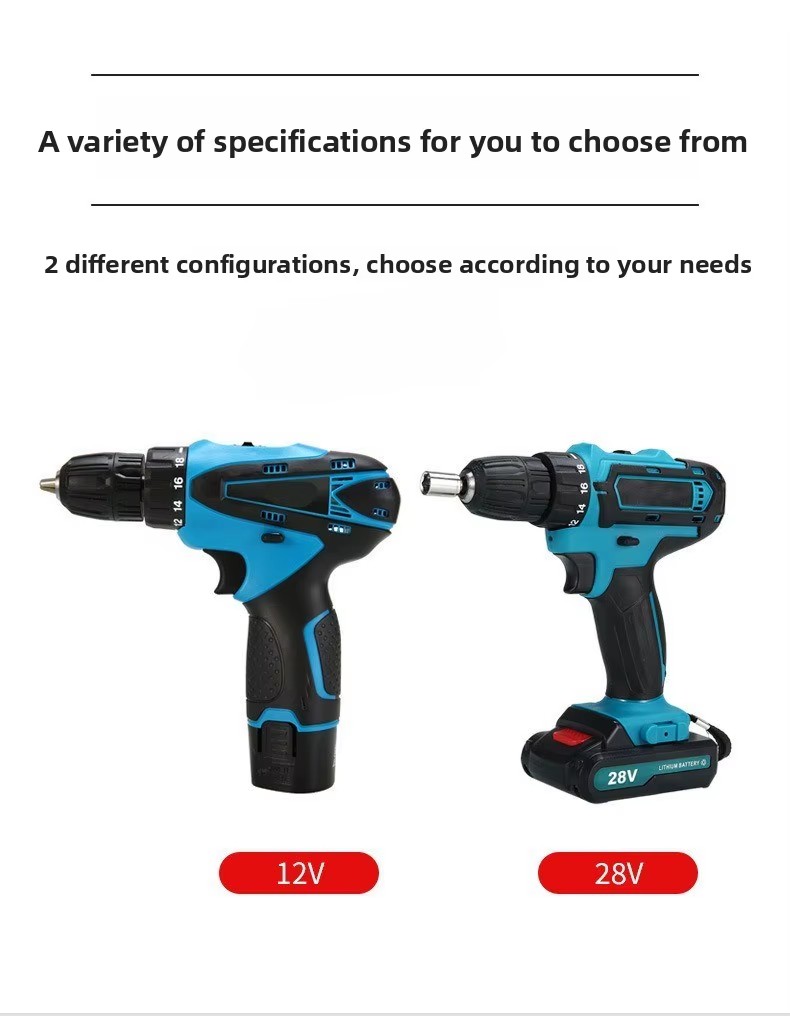 Dual-Speed Lithium Electric Cordless Impact Drill Screwdriver Multi-Function Cross-Border Variable Speed Drill Keyless OEM