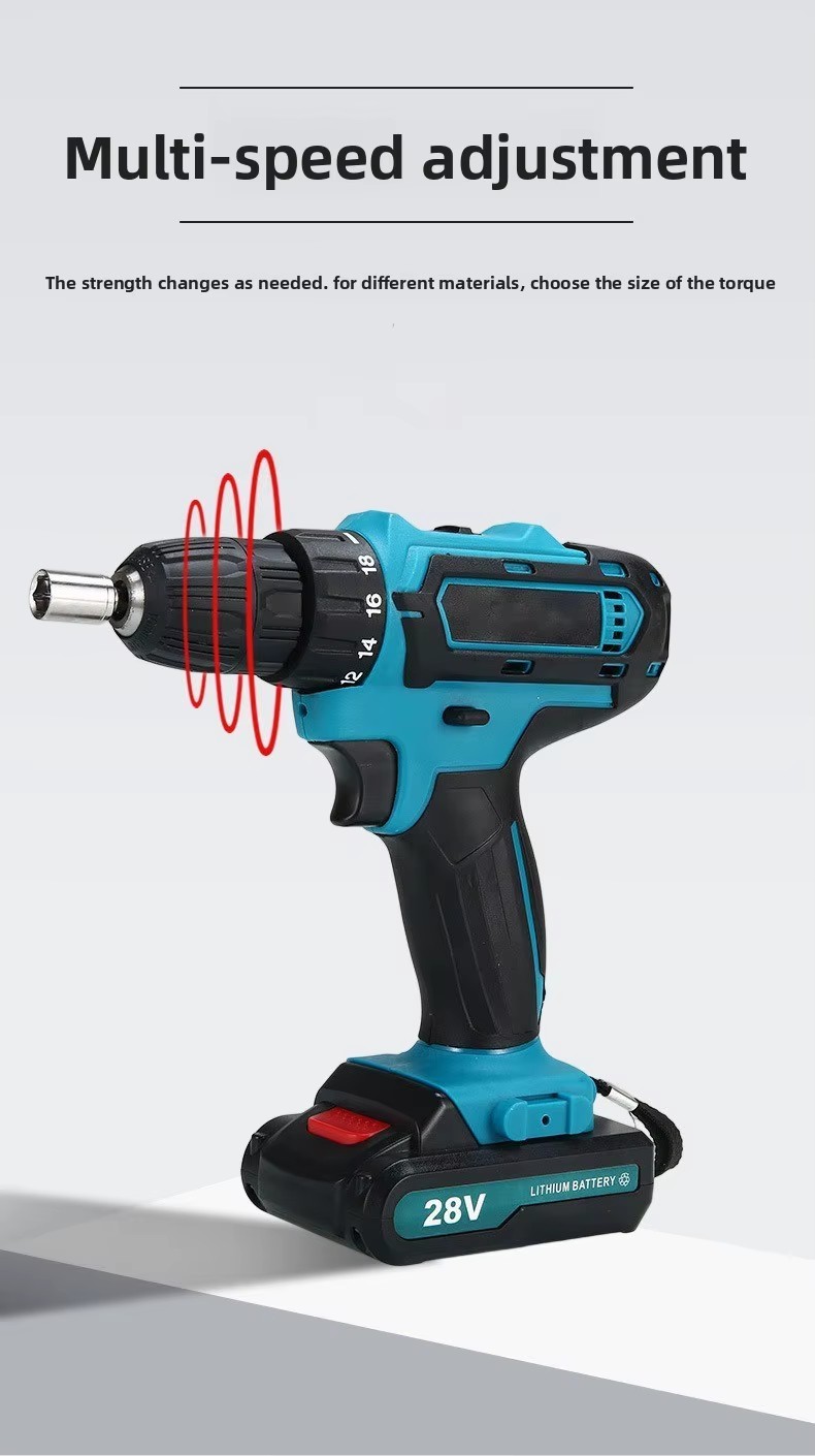 Dual-Speed Lithium Electric Cordless Impact Drill Screwdriver Multi-Function Cross-Border Variable Speed Drill Keyless OEM