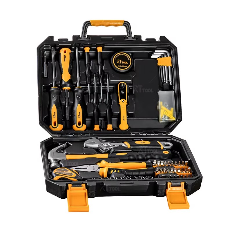 98pcs Plastic Hand Tools Kit RT Socket Wrench Set with Hex Key Measuring Tape Combination Spanner Screwdriver OEM Customizable