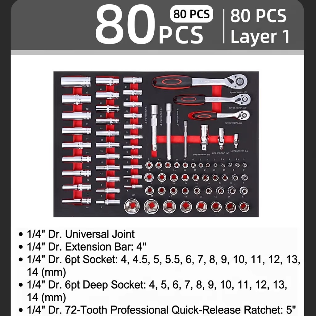 252Pcs Professional Carbon Steel Tool Kit with Storage Case for Workshop Garage Car Mechanical & Home Maintenance