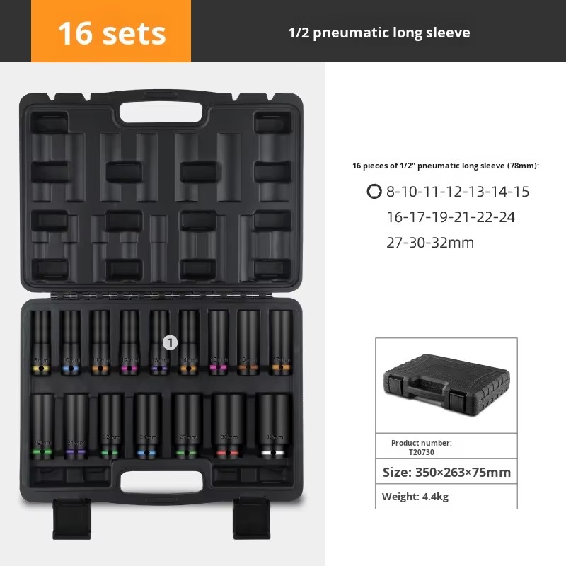 Auto Repair OLIVER Fit Chrome Vanadium Steel Socket Set with Black Tool Box 1/2 Large Socket 3/4 Heavy Duty 216pcs
