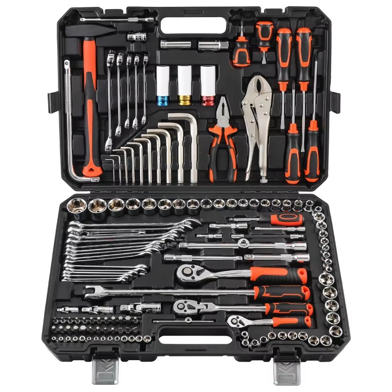 T10599 1/4" & 3/8" 1/2" Auto Repair Tool Set Multi-Purpose Combination Tools Chrome Vanadium Steel Home Machine Repair