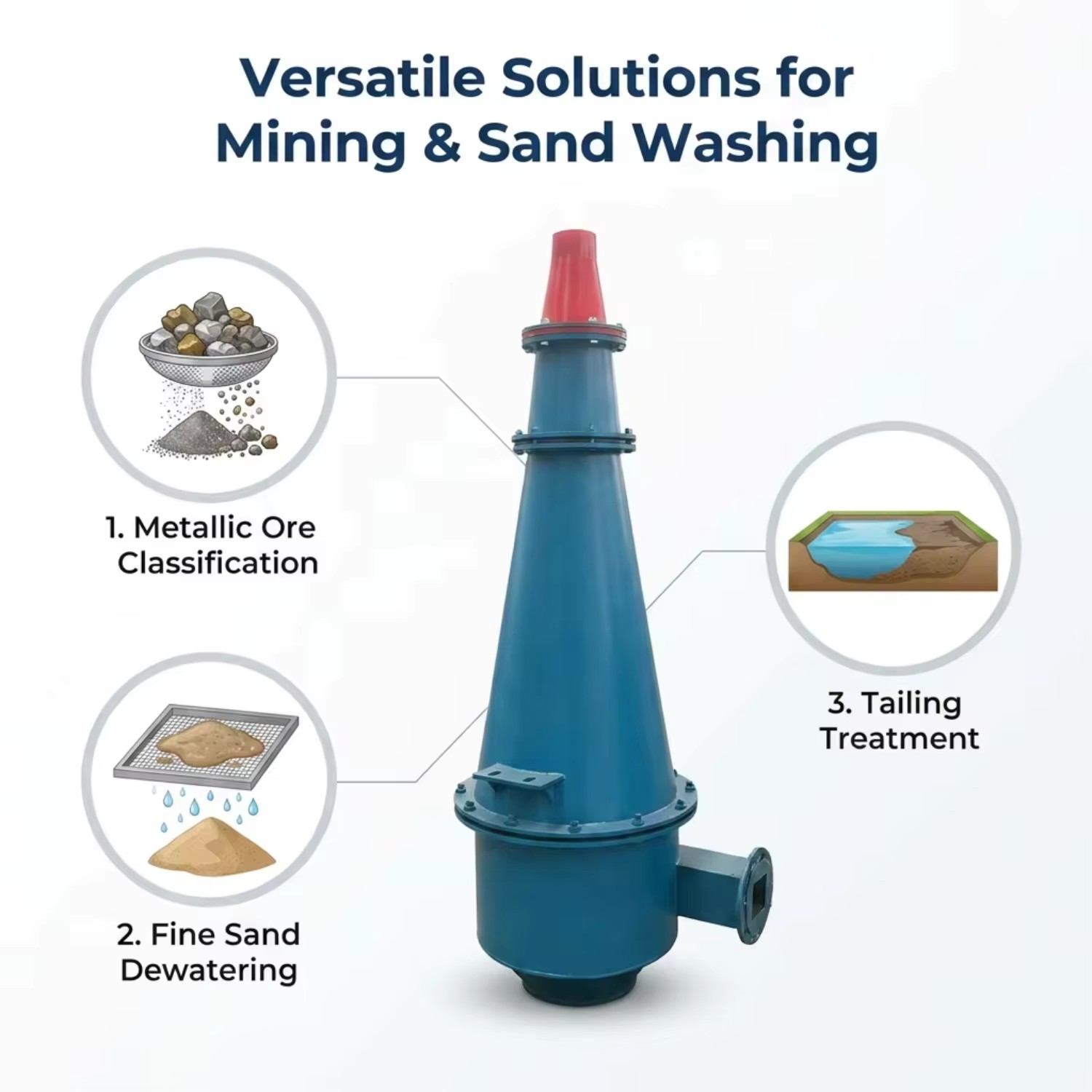 Stable Working Cyclone Hydrocyclone Used for Sludge Dehydration in Mineral Beneficiation Operations