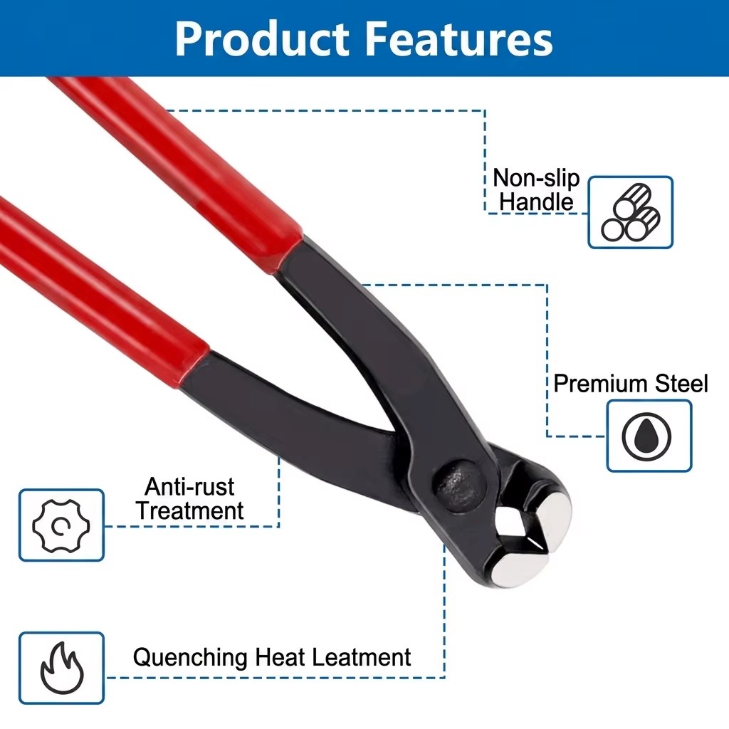 Industrial Grade High Carbon Steel 10 Inch Ball Cage Single Ear Stepless Manual Hose Clamp Pliers for Oil Water Pipes Red/Black
