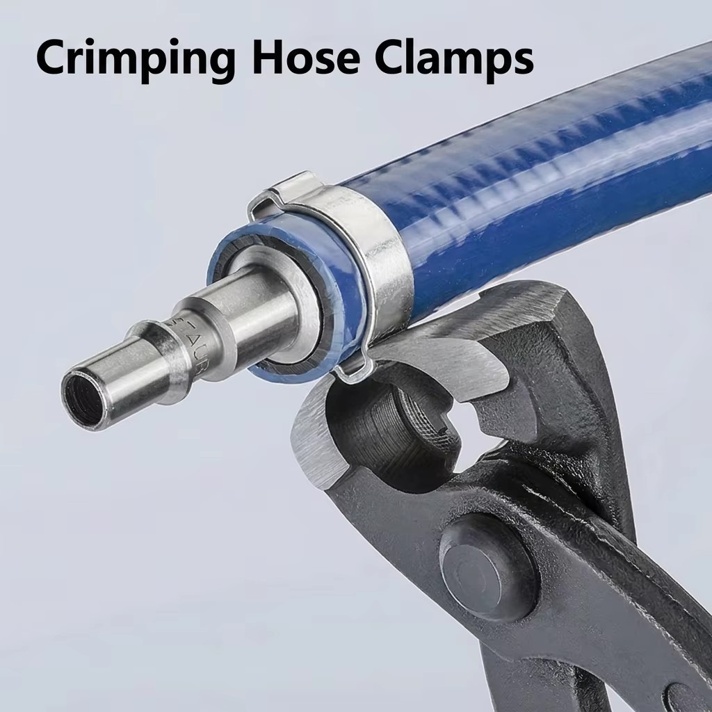 Industrial Grade High Carbon Steel 10 Inch Ball Cage Single Ear Stepless Manual Hose Clamp Pliers for Oil Water Pipes Red/Black