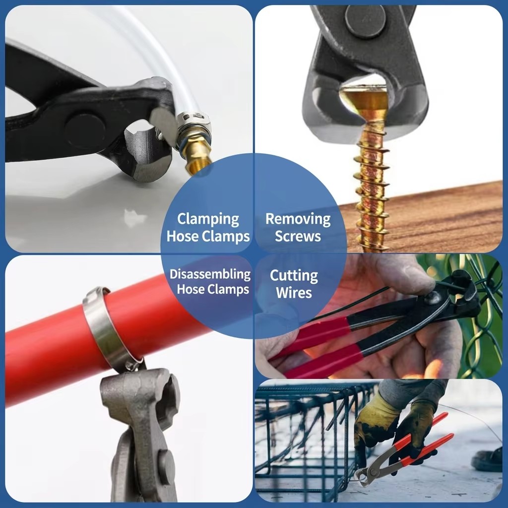 Industrial Grade High Carbon Steel 10 Inch Ball Cage Single Ear Stepless Manual Hose Clamp Pliers for Oil Water Pipes Red/Black