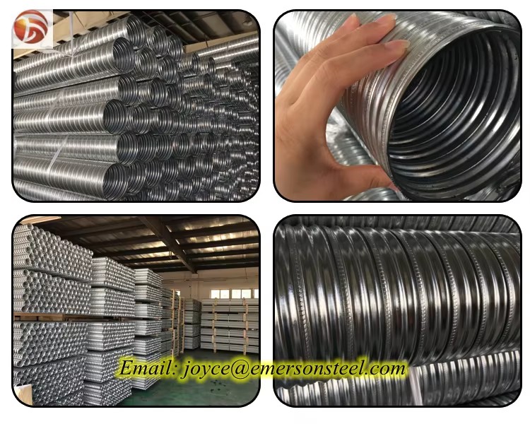 50mm Corrugated Pipe Metal Material Galvanized Steel Corrugated Steel Pipe Factory Supplier Price Per Meter