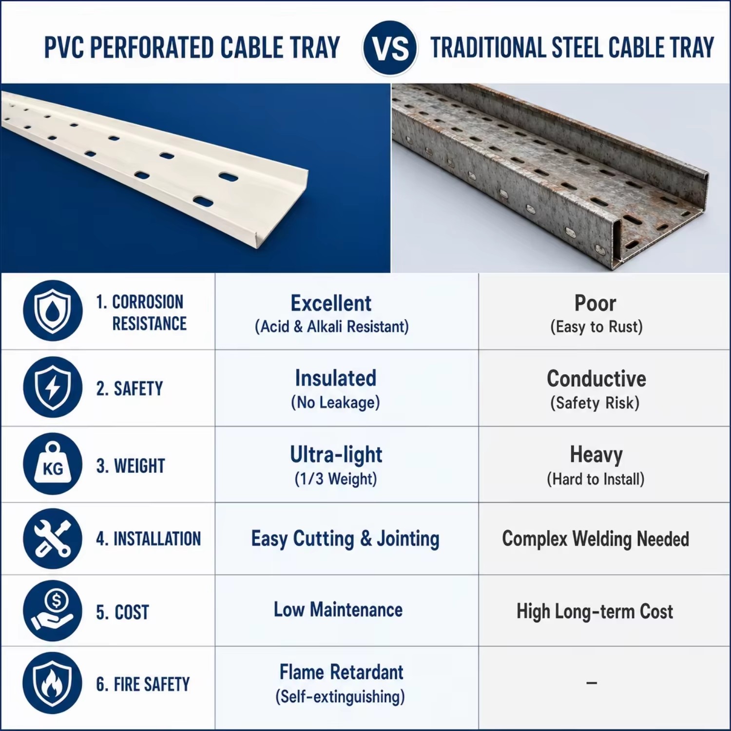 Flame Retardant Plastic White Electric Slotted Wire Duct Pvc Cable Raceway Channel Trunking Tray Under Desk Cable Organizer