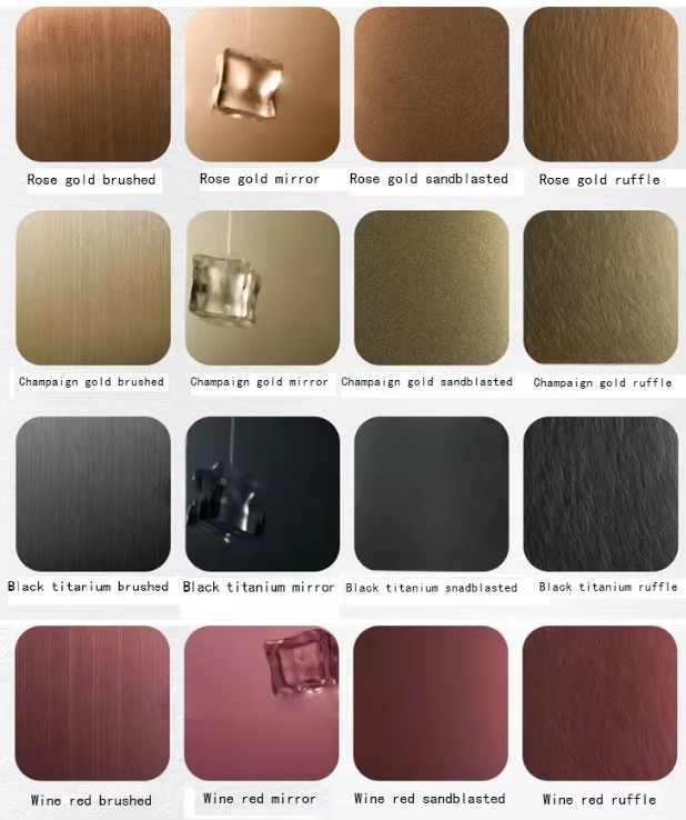 AISI ASTM 201 304 316 430 Grade Ss Sheet and Coil 8K Titanium Gold Mirror Stainless Steel Sheet for Building Decoration