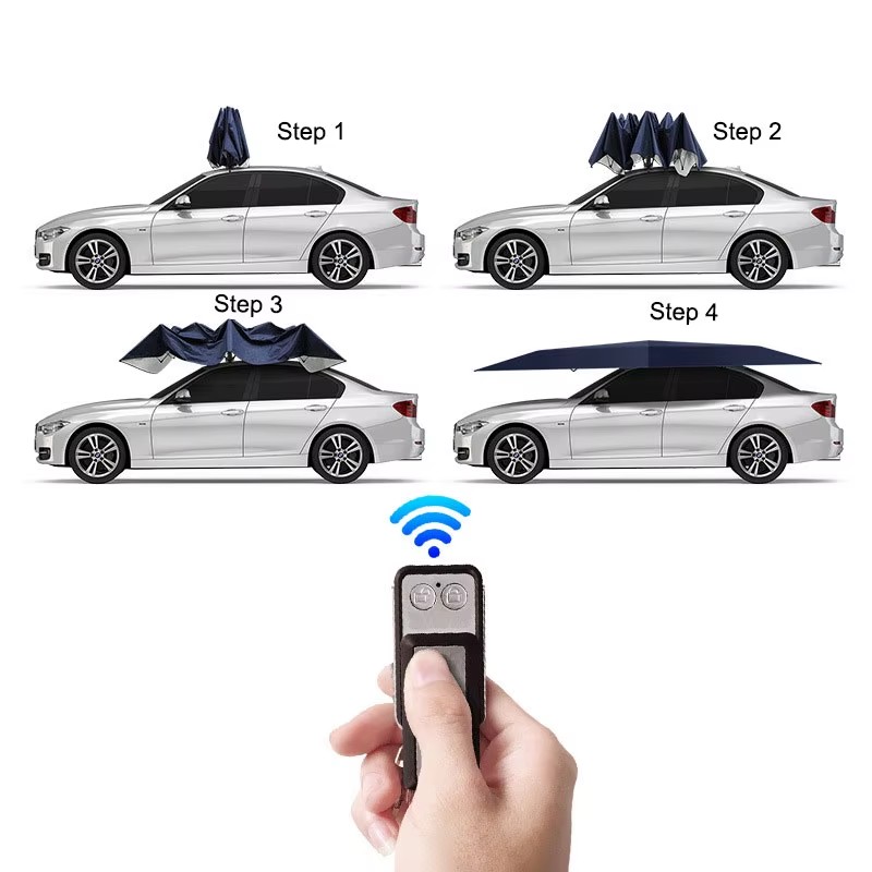 Custom Print 4.8m 4.2m Design Automatic Sun Shade Sunshade Car Tent Cover Umbrella