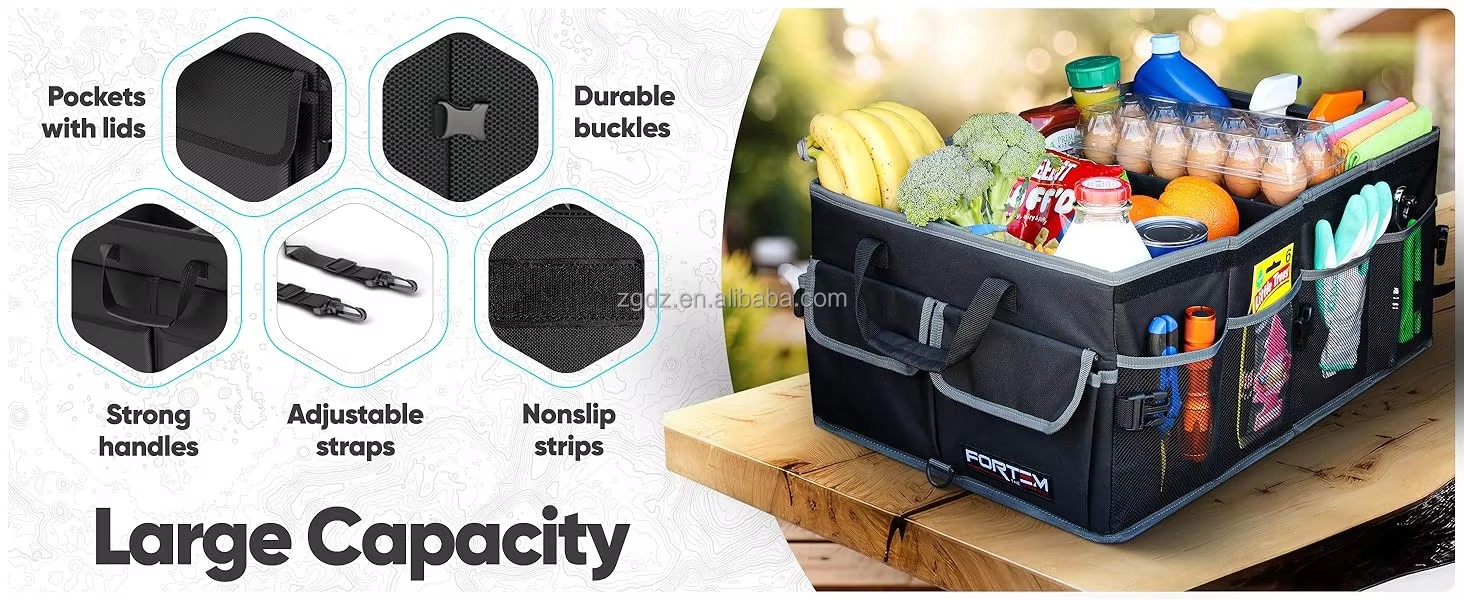 SUV Trunk Organizer Foldable Non-Slip 60L Capacity for Women & Men