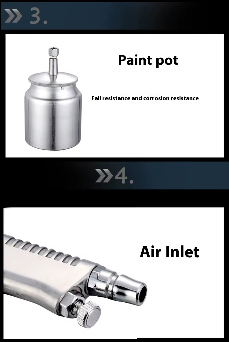 Industrial F-75 Pneumatic High Atomization Spray Gun 1.3mm Nozzle Aluminum Furniture Car Paint Glue Upper & Lower Pot