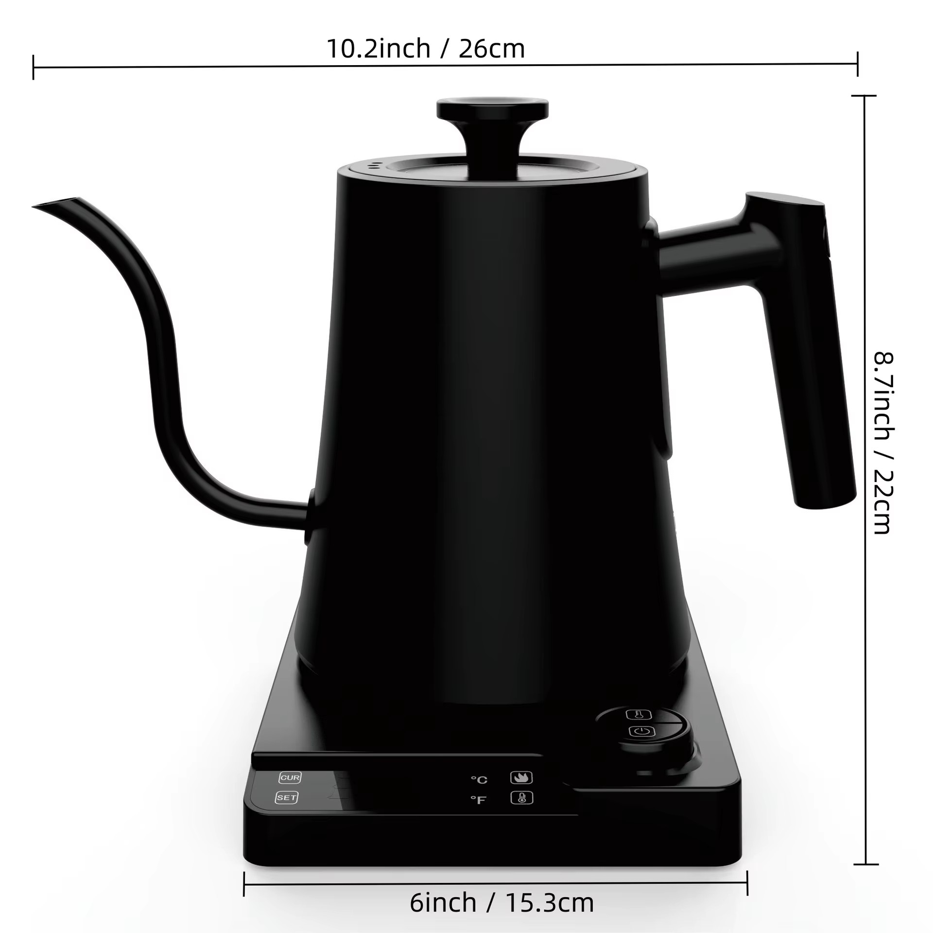 Gooseneck Electric Kettle Stainless Steel 1.0L Temperature Control Digital Timer Automatic Shut-off Household Energy Efficient
