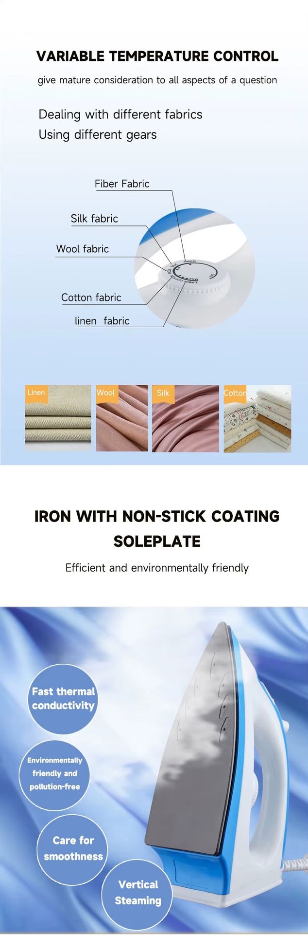 European Standard Ceramic Soleplate 1200W Steam Dry Ironing Dual-purpose Hand-held Electric Iron 200ml Water Household 1 Year