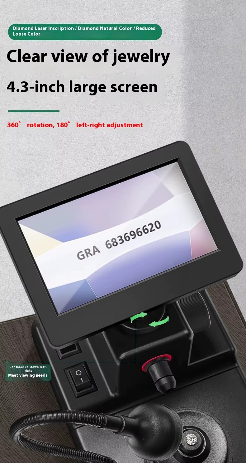 KCT KCT-ES1000 LED Light Source HD Magnifier Digital Microscope IP67 Rating LCD Display Diamond Waist Code Ring Identification