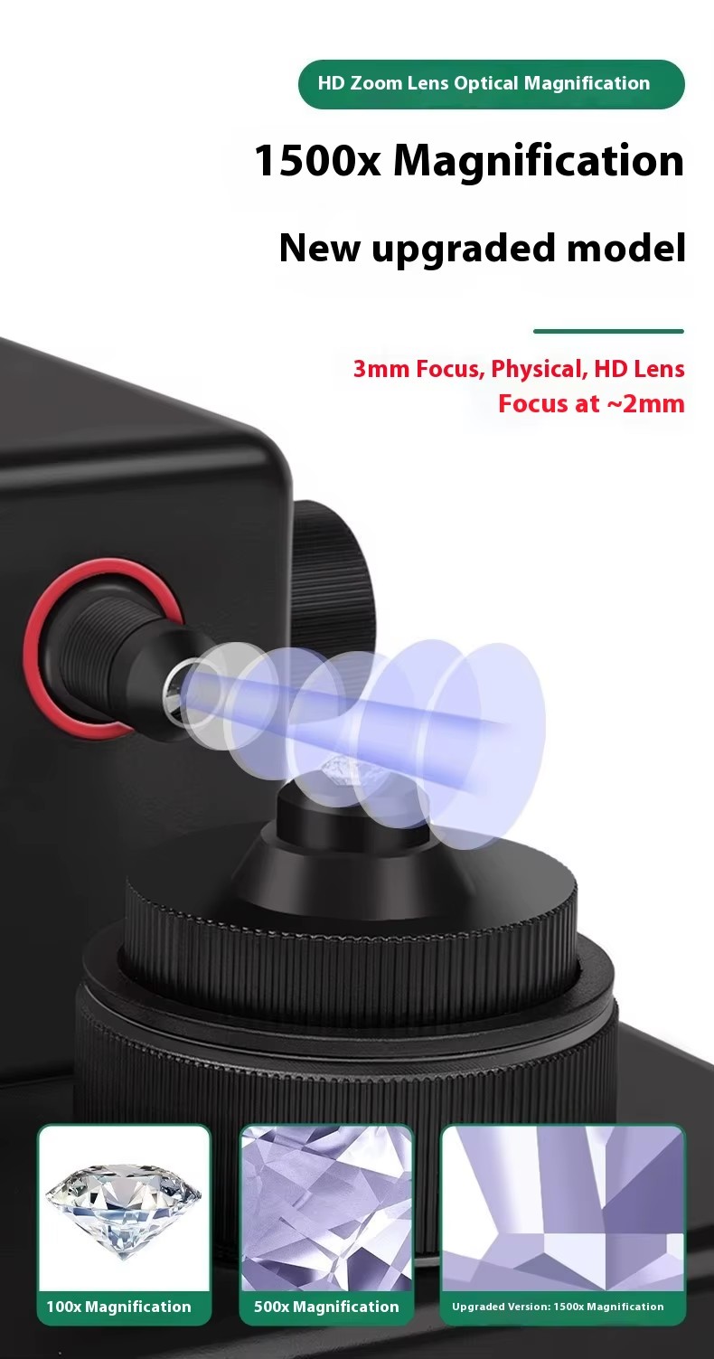 KCT KCT-ES1000 LED Light Source HD Magnifier Digital Microscope IP67 Rating LCD Display Diamond Waist Code Ring Identification