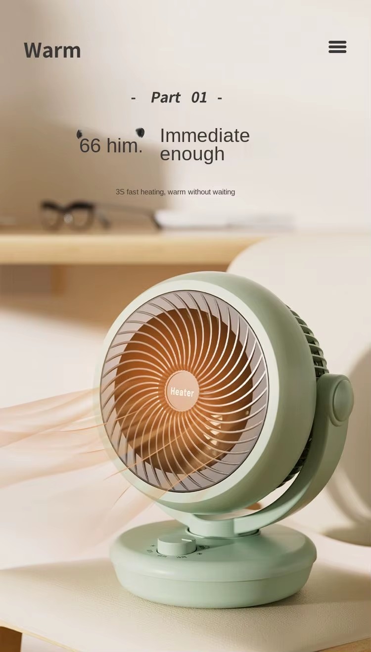 Small Sun Heater Household Energy Saving Electric Heating Fan Bathroom Quick Heating Cooling Warming Manual Control